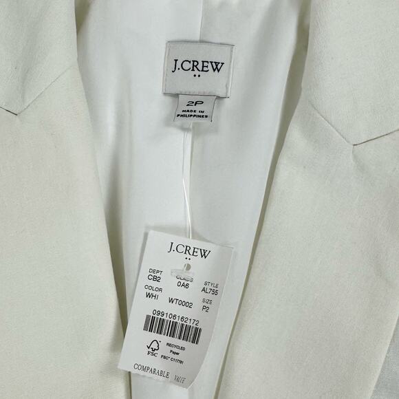 J Crew Factory Womens Linen Blend One Button Blazer Size 2 Petite White - Picture 3 of 16